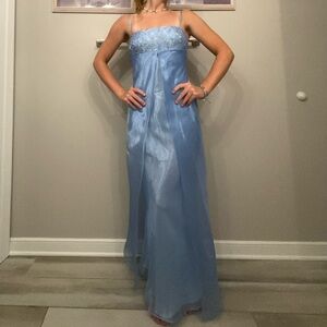 Blue Sweetheart Maxi Gown for Prom